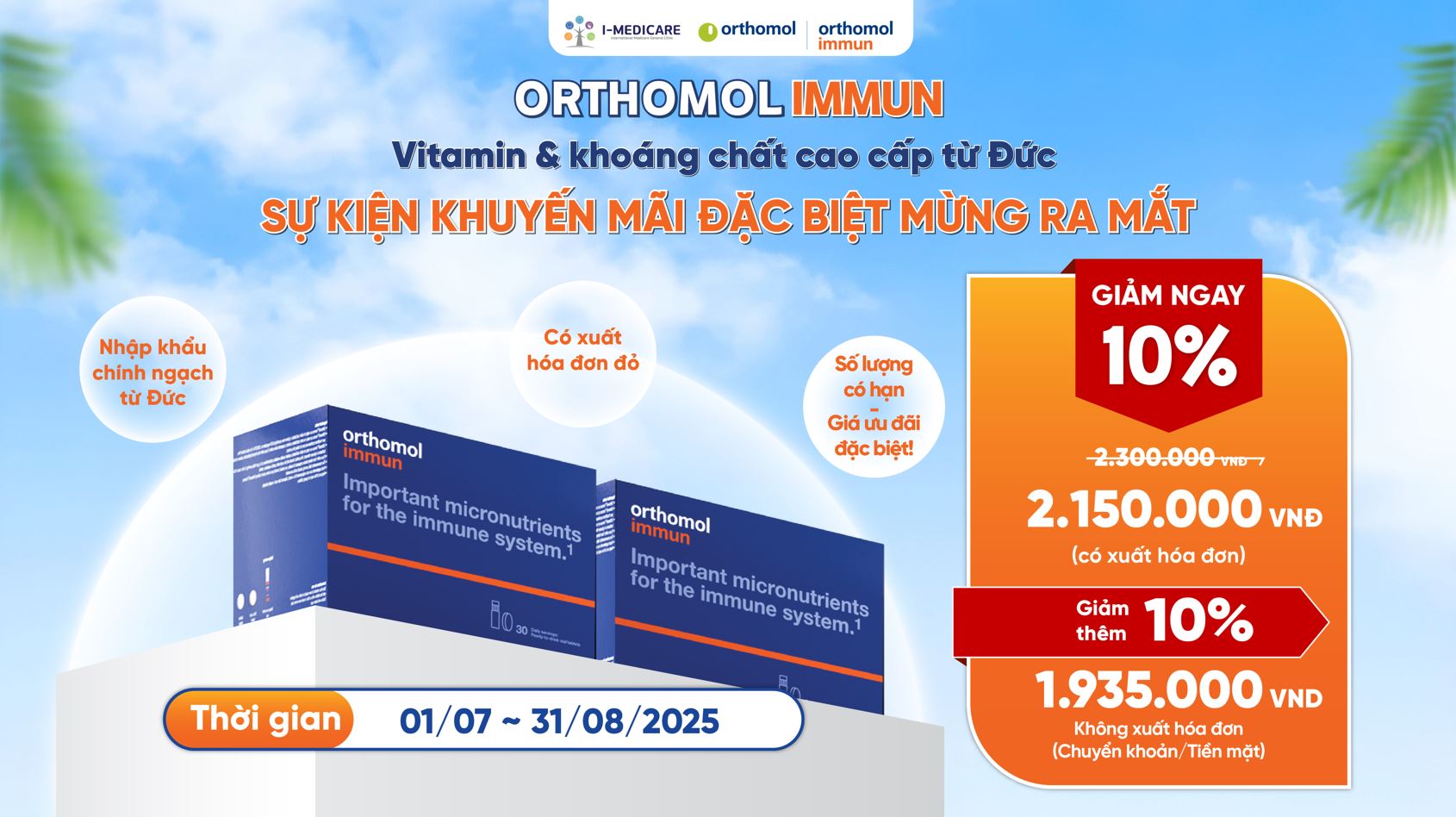 Sự kiện Khuyến Mãi ORTHOMOL IMMUN – Vitamin & khoáng chất cao cấp từ Đức