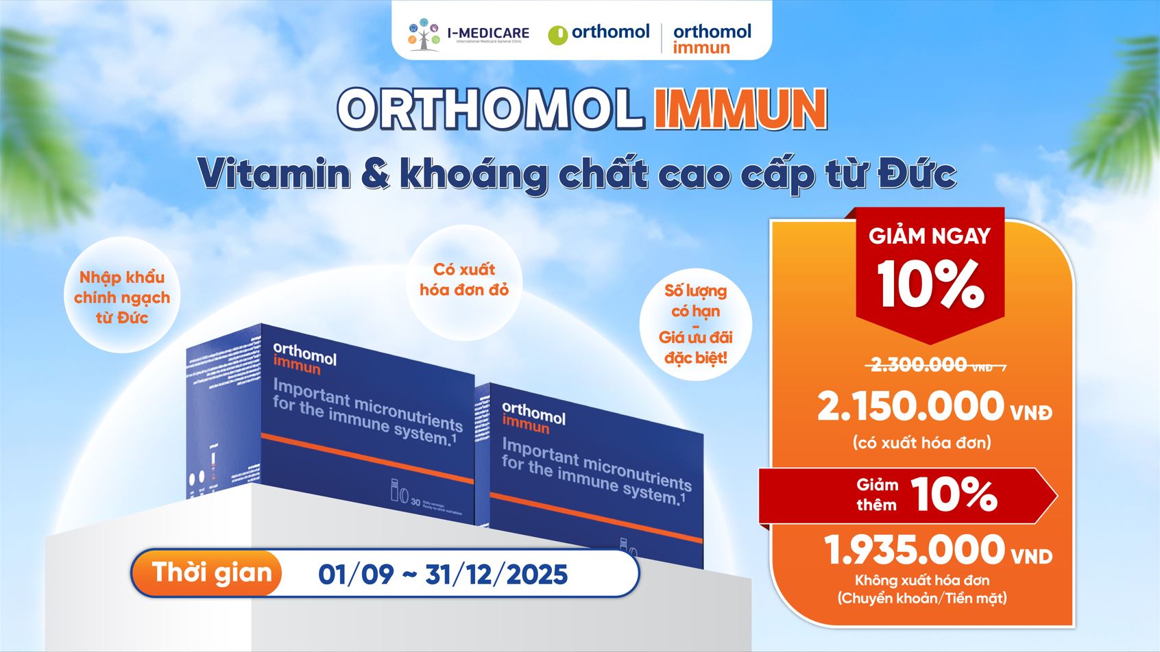Sự kiện Khuyến Mãi ORTHOMOL IMMUN – Vitamin & khoáng chất cao cấp từ Đức